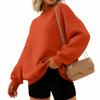 Women's Fashion Long Sleeve Solid Color Round Neck Loose Pullover Sweater Top