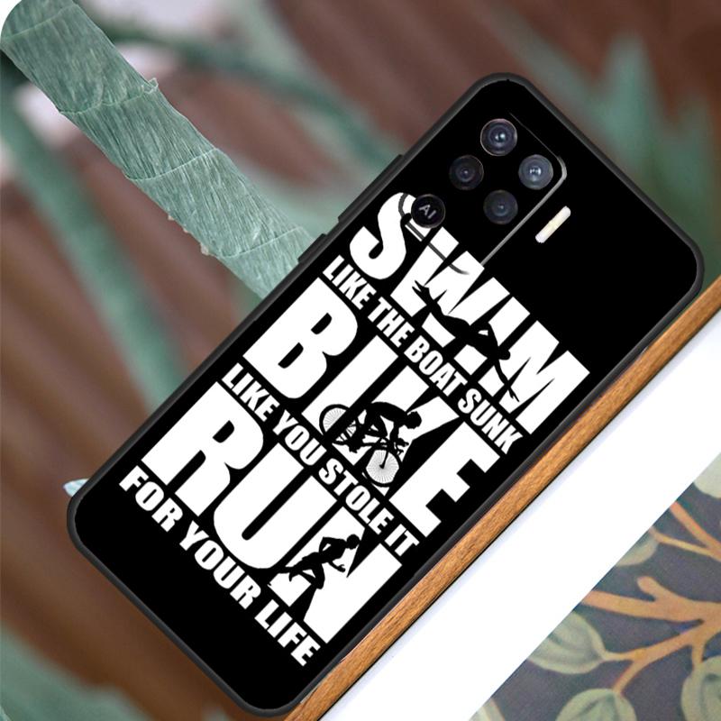 Swim Bike Run Triathlon For OPPO A52 A72 A92 A98 A78 A58 A5 A9 A15 A17 A77 A53S A57S A94 A74 A54 A16 A76 A96 Case