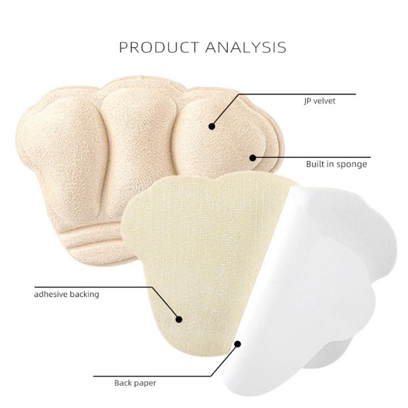 4Pairs Anti Blisters High Heel Protectors Adhesive Shoe Inserts Pad Sponge Cushioned Heel Grip For Leather Shoe Sneakers