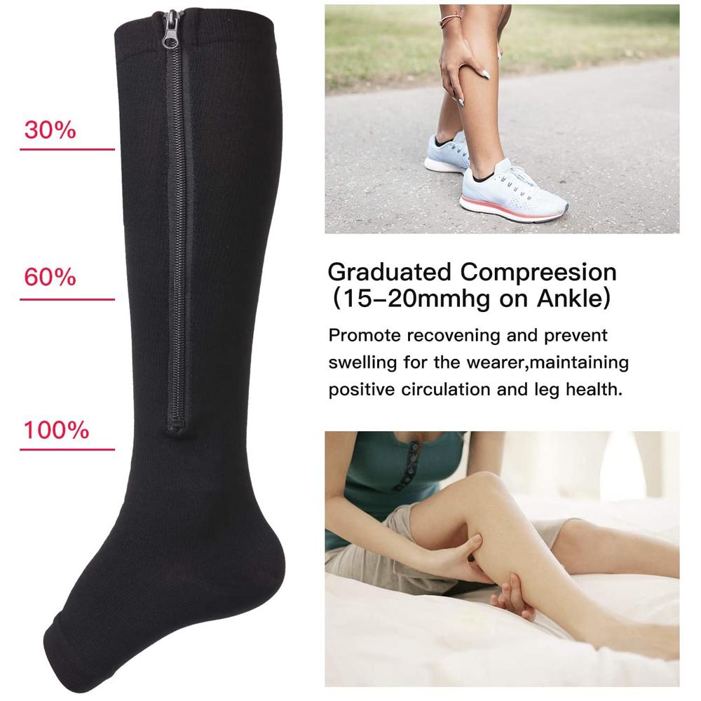 Compression Zip Sox Socks Stretchy Leg Support Zipper Medical Socks For Varicose Veins Edema Swollen Relief