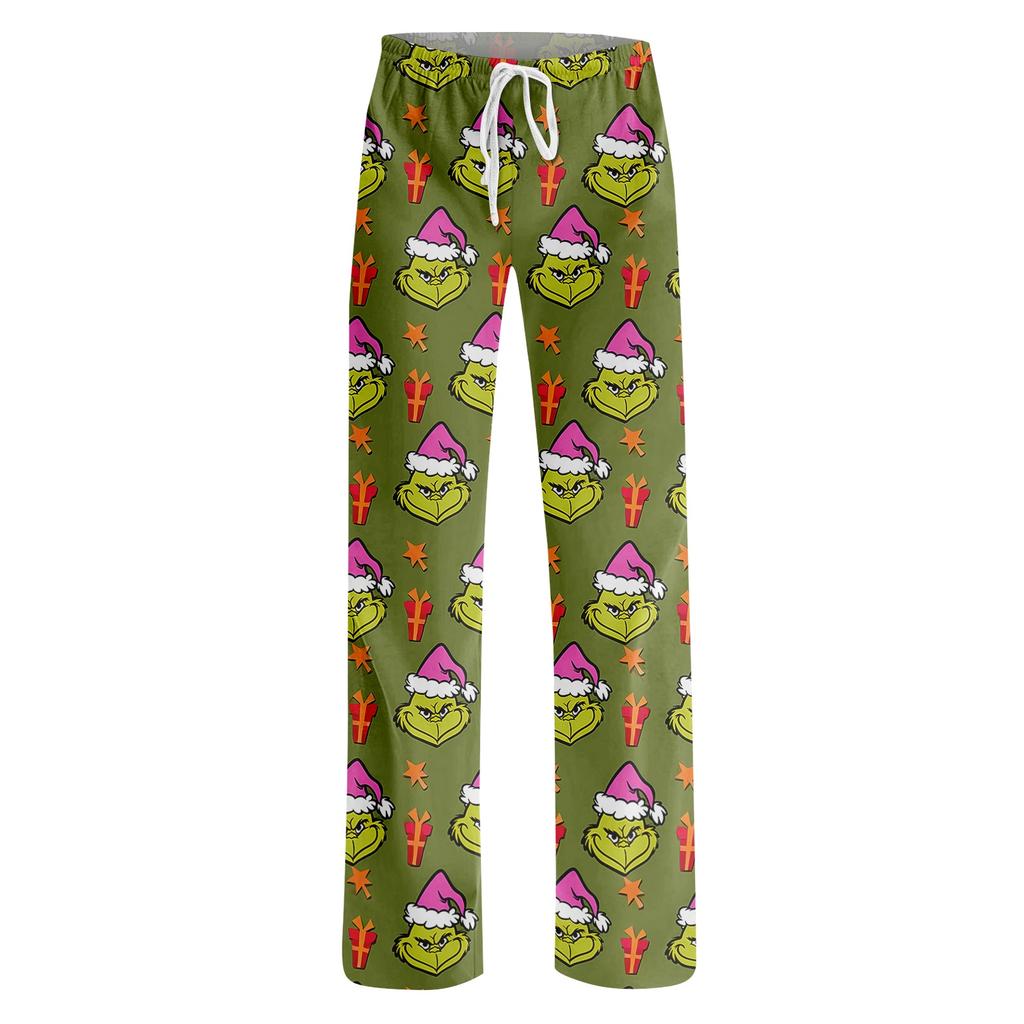 Women's Casual Christmas Print Pants with No Pockets for Holiday
