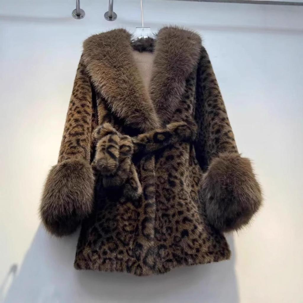 Leopard Print Mink Fur Mink Coat Short Style 2025 Winter Fashion New Mink Coat Imitation Fur Fur Imitation Mink