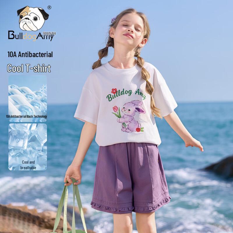 CHANZUIGOU Girls  Antibacterial Cooling Rabbit T-shirt 140 cm