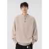 520g Men's Retro Henley Collar Heavyweight Sweater - Old Money Style, Casual Knit Hoodie, Plus Size, Autumn/Winter Wear