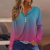Women's T Shirt Tee Button Long Sleeve Daily Weekend Fashion Basic V- Neck Regular Top