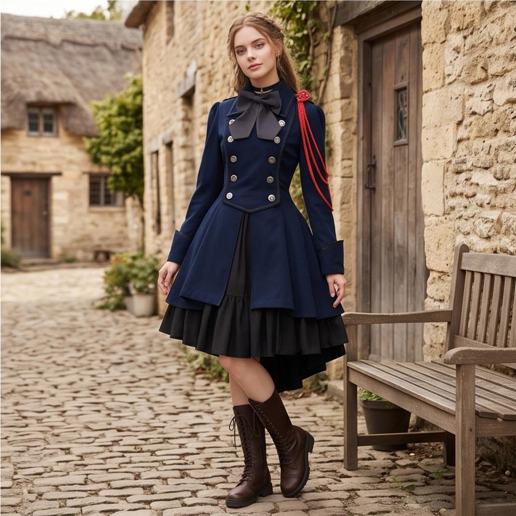 Women's Long Sleeve Gothic Dress with for Halloween