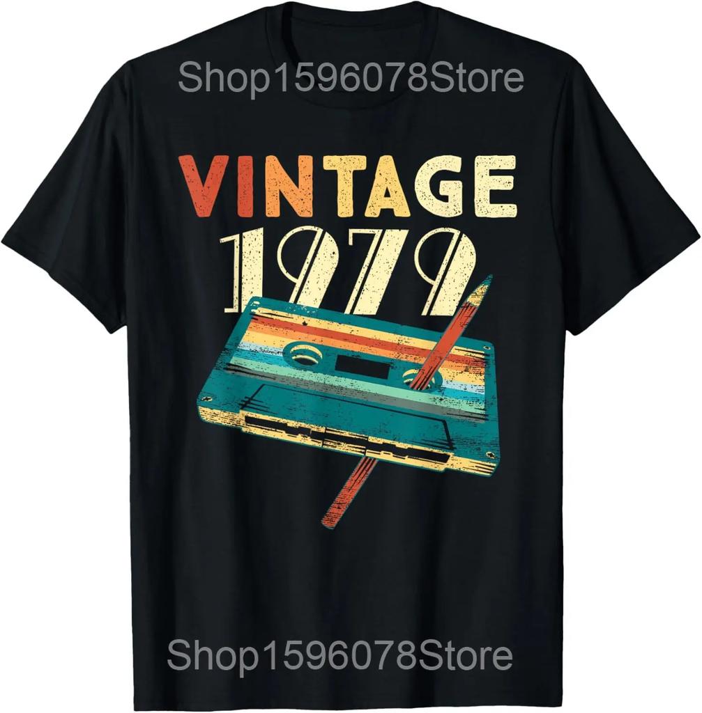 Vintage 46th Birthday 1979 46 Years Old T Shirts Men Women Cotton Humor Streetwear Tee Shirt Short Sleeve Unisex Loose Clothing
