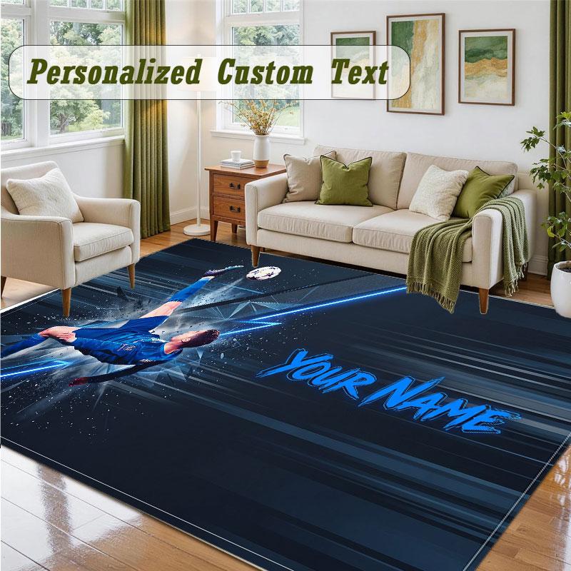 Crystal Velvet Square Rug Custom NameCristiano Ronaldo Pattern Non Slip Home Floor Decor Rug