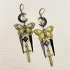 Retro Personality Bronze Color Star Moon Sword Tassel Butterfly Dangle Earrings for Women Halloween Party Gothic Jewelry Gifts