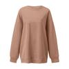 Women's Color Neck Long Sleeve Sweatshirt Pullover Top for Casual Everyday Wear