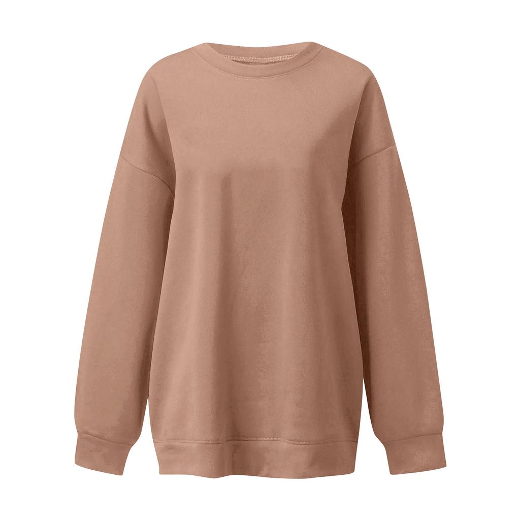 Women's Color Neck Long Sleeve Sweatshirt Pullover Top for Casual Everyday Wear