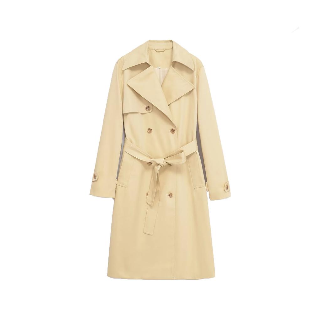 European and American Style, New Women's Clothing, Fashionable and Versatile Open-placket Long-sleeved Lapel Loose Long Trench Coat
