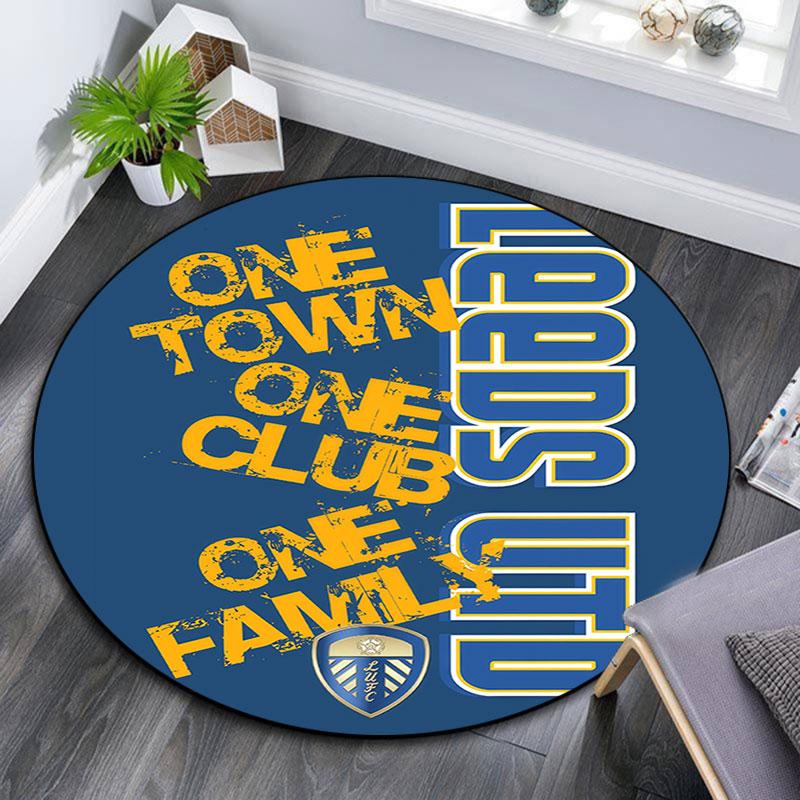 Leeds United Logo Pattern Round rug,Carpet Rug for Living Room Bedroom Playroom ,Non-slip Floor Mat,Holiday Gifts and Birthday Gifts.