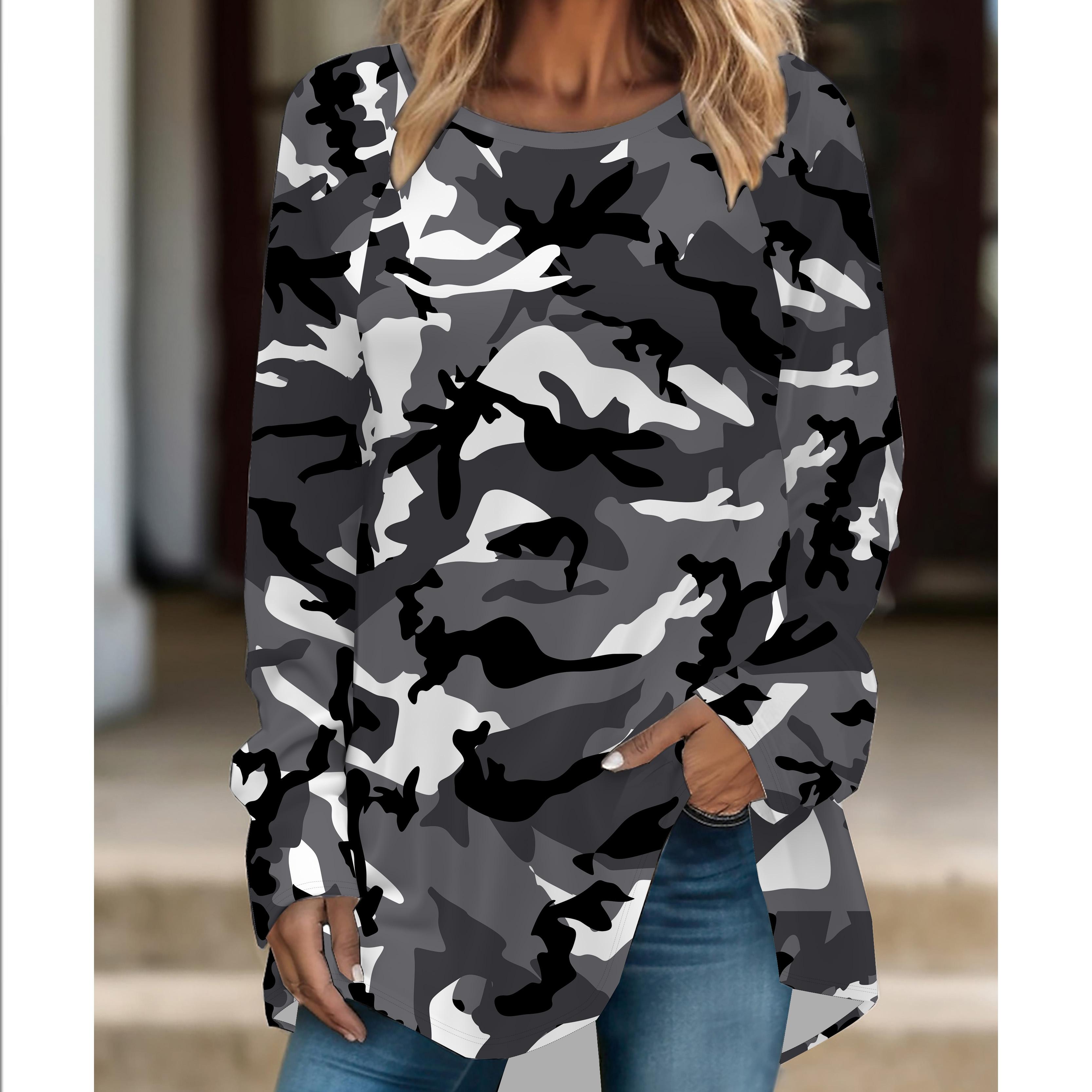 

Женская модная футболка большого размера с леопардовым принтом, удобная, с длинным рукавом и круглым вырезом, повседневная, свободного кроя, средней длины 6XL серый