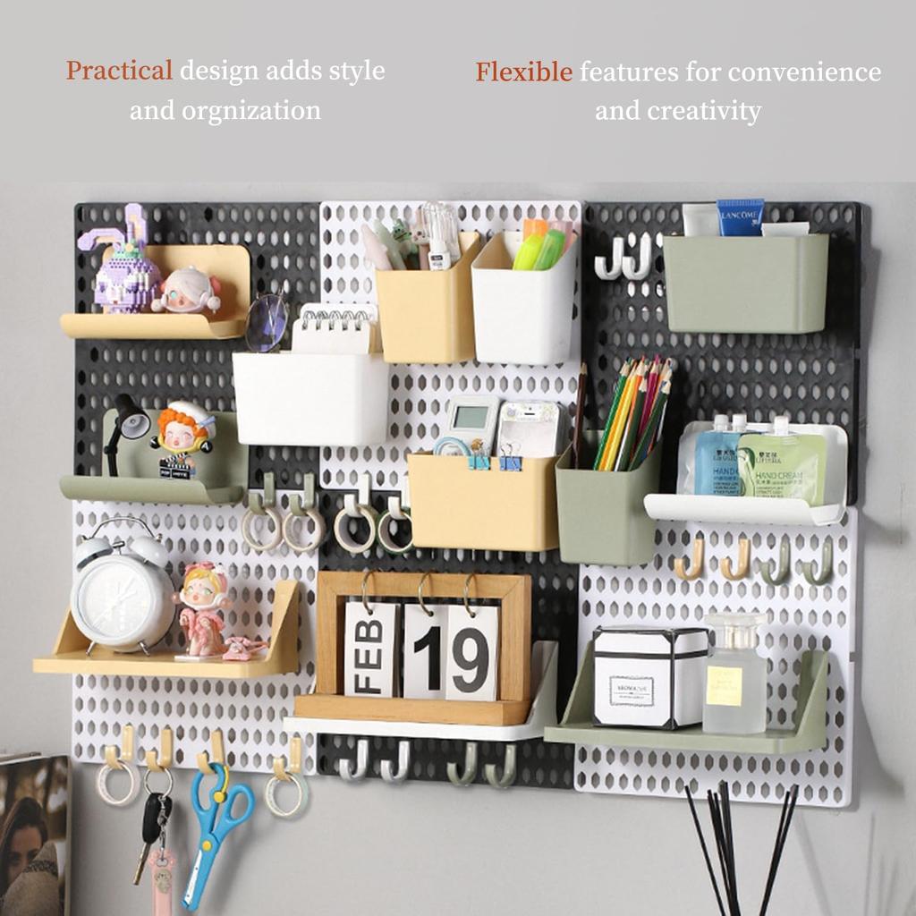 Pegboard Wall Organizer Combination Kit, Wall Organizer, Wall Mounted Peg Board Display Panels for Home and Office