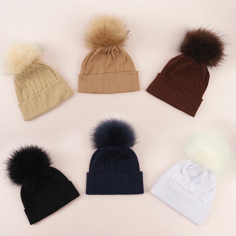 Baby Winter Warm Hats Toddler Pom Pom Beanie Knit Soft Caps For Boys Girls Cotton Elastic Children Bonnet Hat Beanies Girls Caps