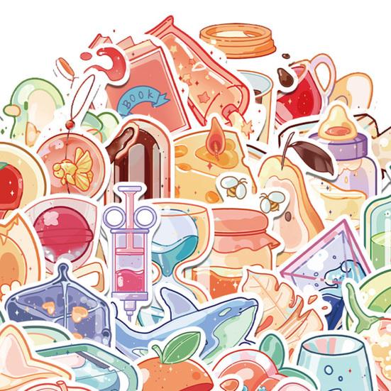 40Pcs Graffiti Stickers Cute Laptop Drinks Animal Decorative Waterproof Pvc Dessert Decals Suitcase Phone Case Diy