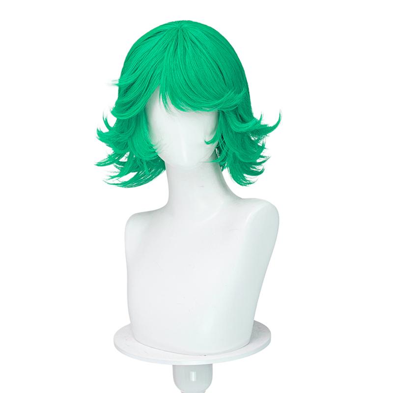 Terrible Tornado Tatsumaki Cosplay Wig Anime DokiDoki Women Green Short Hair Cosplay Heat Resistant Wig Free Cap