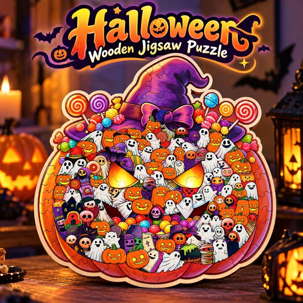 Halloween Theme Cute Ghost-shaped Jigsaw Puzzle 119-piece Cut Ghost Pieces  Home Decor