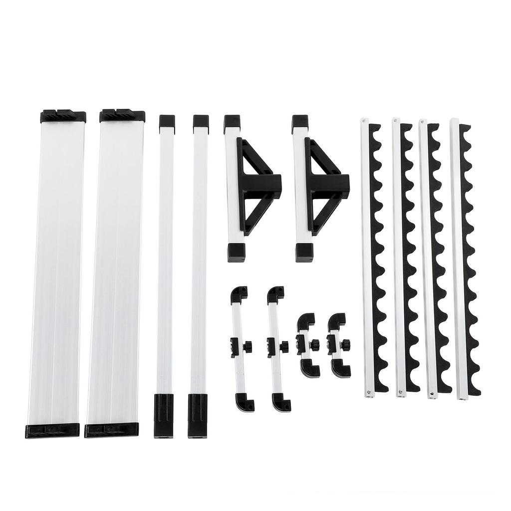 Titanium Alloy Fishing Rod Rack Stand 24 Slots Alloy Metallic Silver with Black Rack