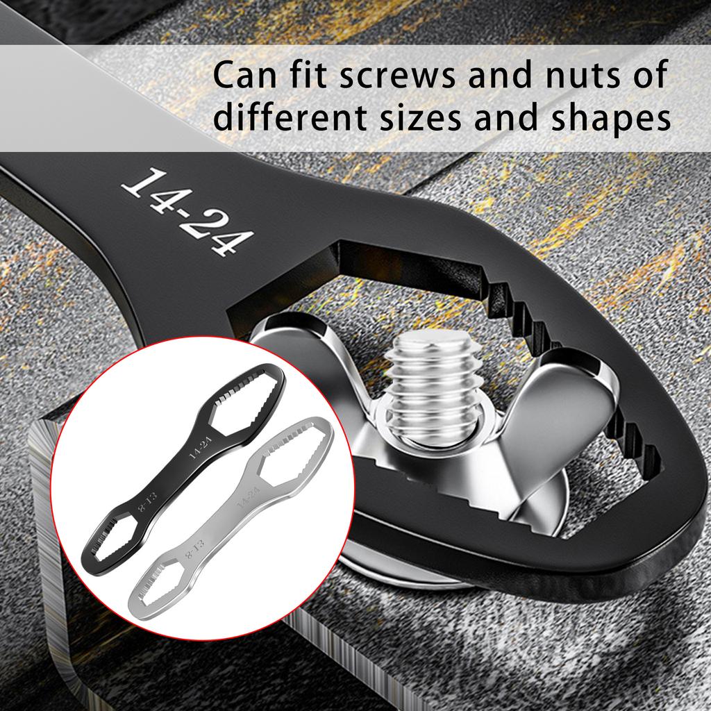 2Pcs All In One Universal Wrench Tool Set Adjustable From 8 To 24 Mm for Auto Repair and Motorcycle Bicycles Adjustments