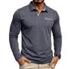 American Style Spring Autumn Men's Polo Shirts Long Sleeve Smart Casual Turn Down Collar Pull On Polos Man