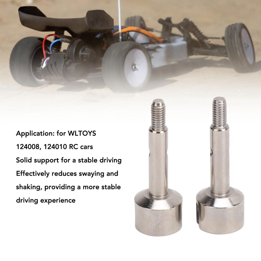 2pcs RC Rear Wheel Axle Cups for WLTOYS 124008 124010 Remote Control Car Metal Wheel Stub Axle Shafts