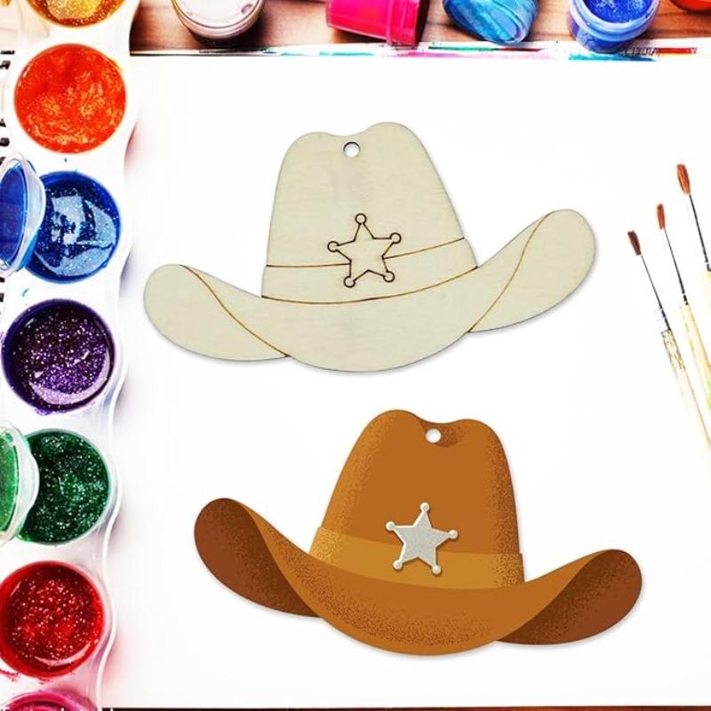 10 Pezzi Sagome di Legno a Forma di Cappello da Cowboy per Artigianato Fai-da-Te Ornamenti Western in Legno Non Verniciati per Pittura Decorazioni Natalizie Bomboniere per Feste