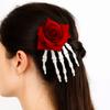 Skeleton Ghost Claw Hair Clip Flower Halloween Headwear Skeleton Hand Rose Hairpin  Festival Toys