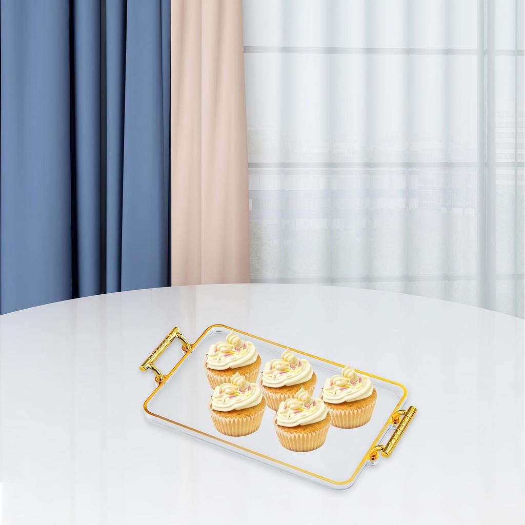 Serving Tray with Handles Rectangular Modern Trinkets Keys Storage Tray for Living Room Kitchen Shower Restaurant Parties
