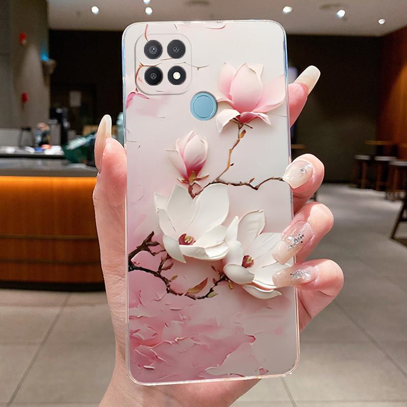 For Oppo A15 CPH2185 Case A15S CPH2179 Clear Fashion Butterfly Flowers Painted Soft TPU Back Cover For Oppo A15 A15S Phone Case