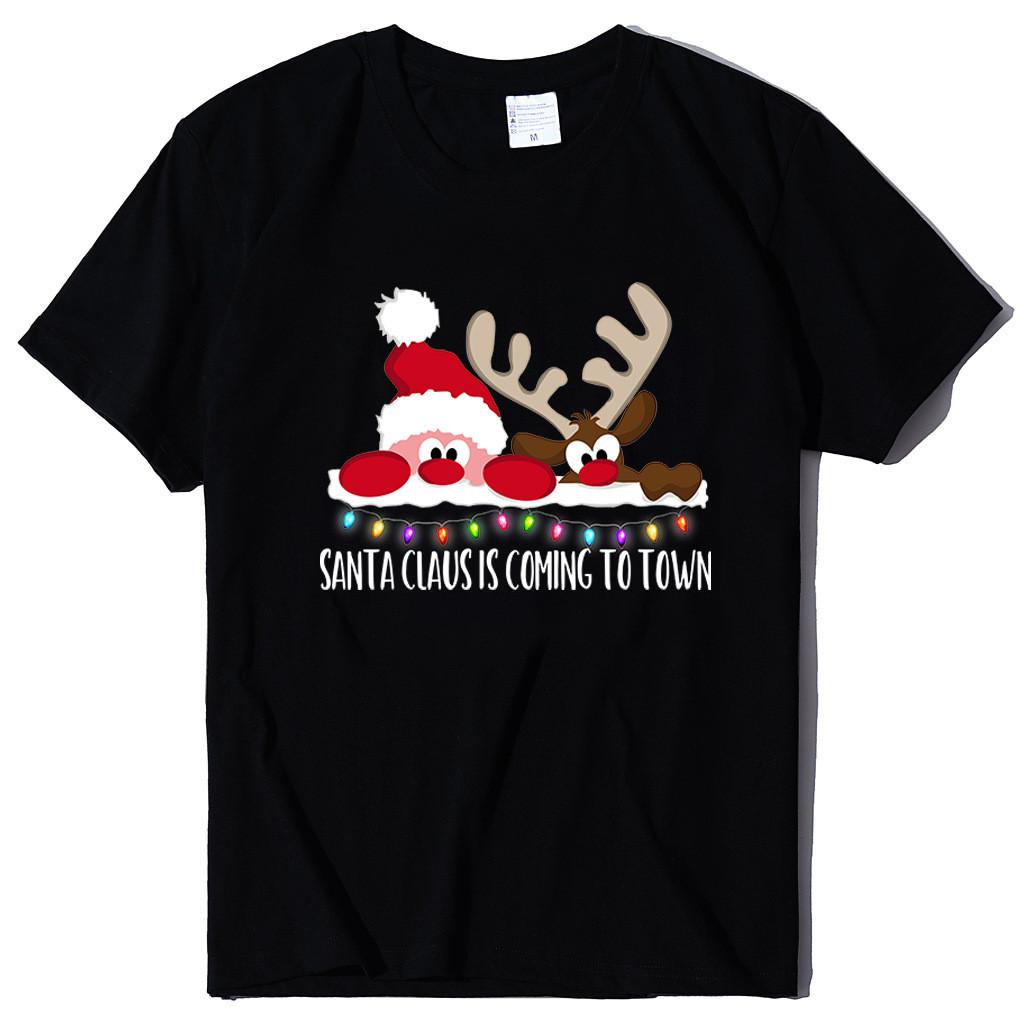 New Christmas Short Sleeved Women's T-shirt - Santa Claus Printed Christmas Top