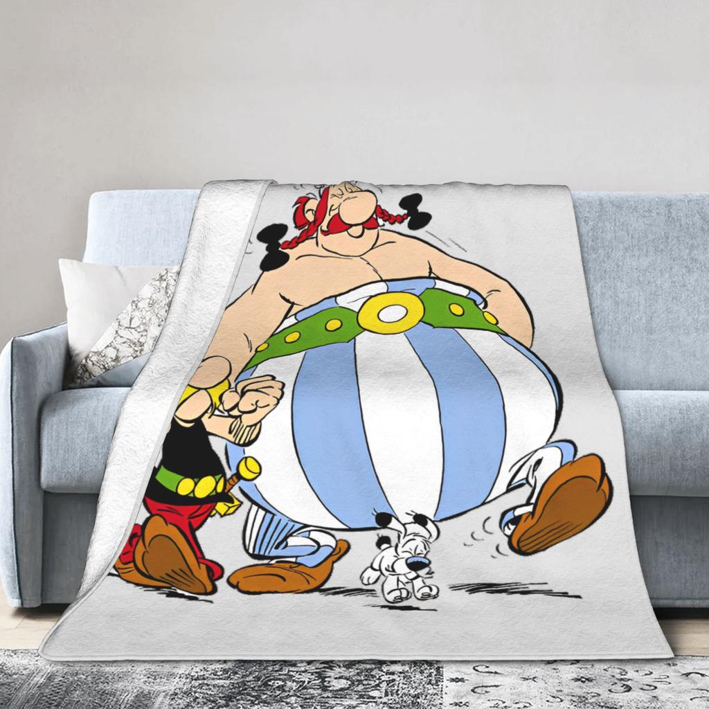 Deka Asterixe a Obelixe Korálový fleece Plyšová Jarní/Podzimní Lehká přehozová deka na doma, do auta Plyšová tenká přikrývka