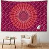 Różowo-czerwona mandala gobelin wiszący na ścianie abstrakcyjna sztuka hipisowski tapiz czary tajemniczy akademik dekoracja domu