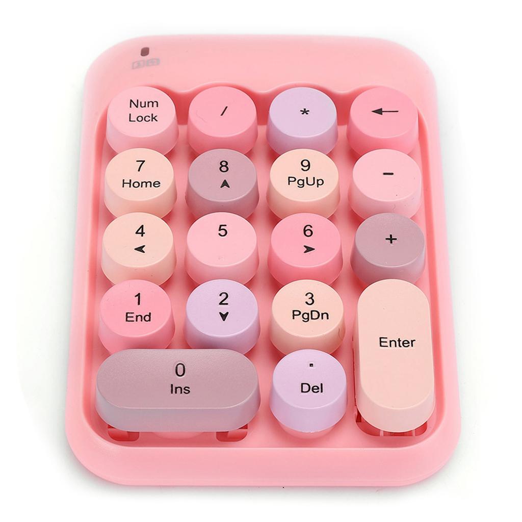 Mini 2.4G Wireless Numeric Keypad Vintage Colorful Round Cap Num Keyboard Waterproof 18 Keys for Financial Accounting