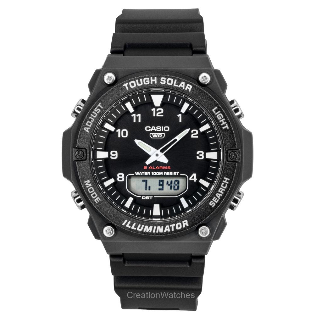 

Casio G-Shock Аналогово-цифровые часы Резиновый ремешок Черный циферблат Солнечные AQ-S820W-1AV 100M Мужские часы чёрный