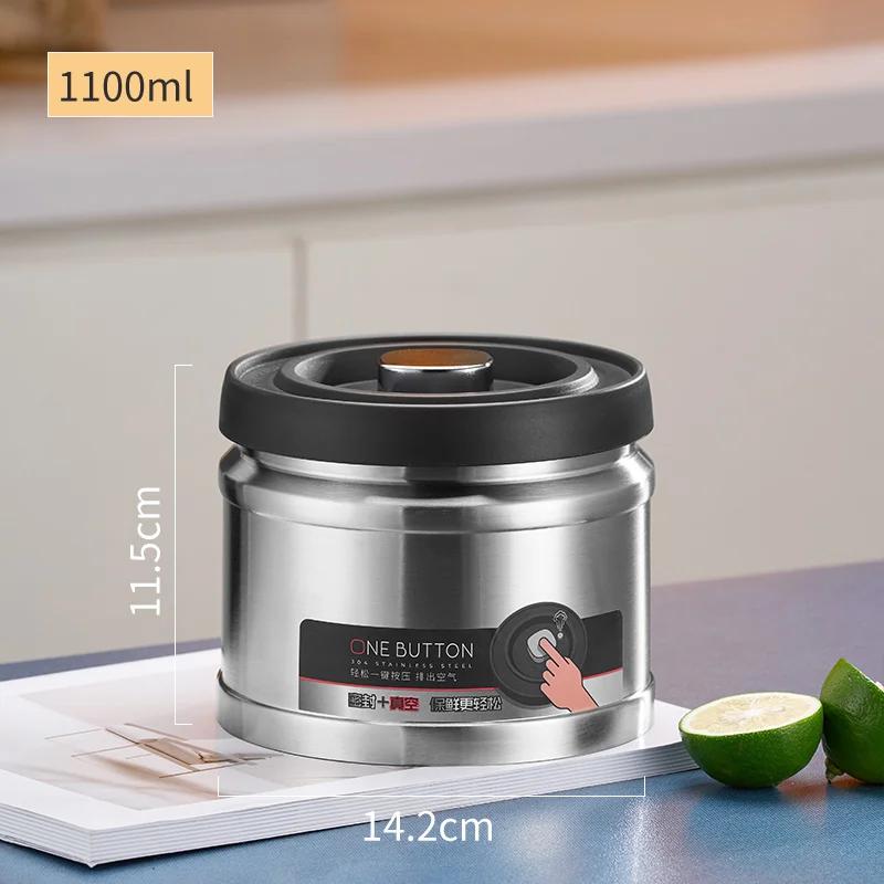 Vacuum Sealed Jug Coffee Beans Stainless Steel Airtight Container Kitchen Food Grains Candy Keep Fresh Storage Jar