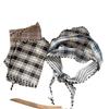 Spring Autumn Women Scarf Linen Cotton Headband Kids Triangle Scarf Baby Neck Scarf Plaid Versatile Korean Style