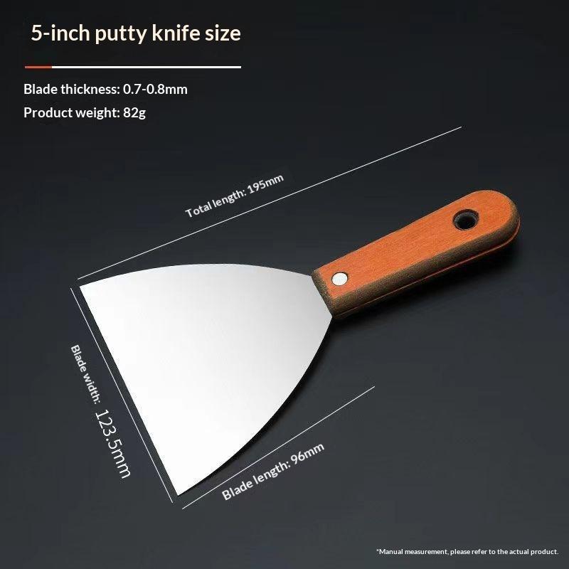 Putty Knife / Scraper Tool Set Rust Resistant Thick Stainless Steel Blades Wooden Handles For Drywall Repair Home Renovation