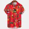 Hawaiian Beach Harajuku Shirts For Men 3D Print Beer Short Sleeve Tees Summer Vacation Style Single-Breasted Tops Lapel