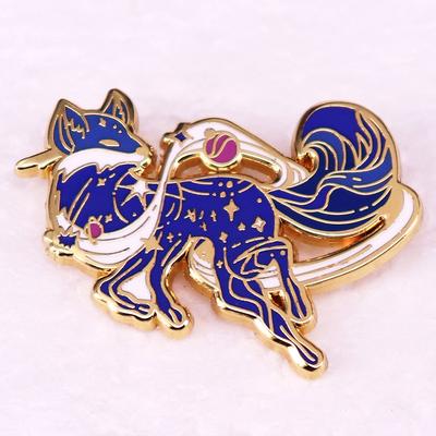 Fantasy Starry Fox Enamel Badges Pin Animal Brooch Jewelry Accessories