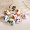 European-American Summer Floral Pattern Drop Oil Alloy Stud Earrings - Women's Fashion Round Flower Design