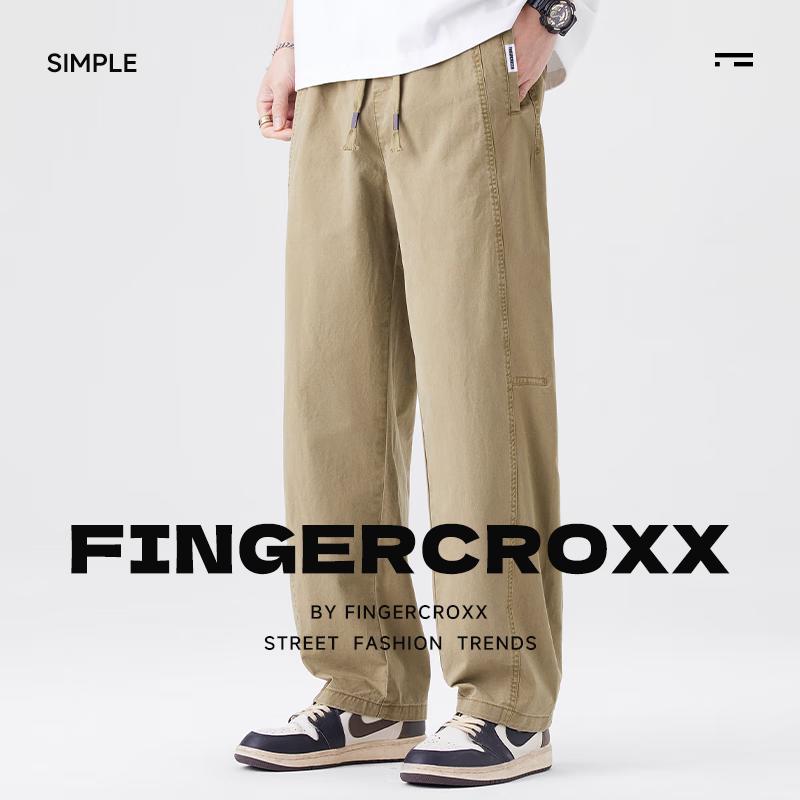 Fingercroxx Men's Pure Cotton Curved Leg Casual Pants