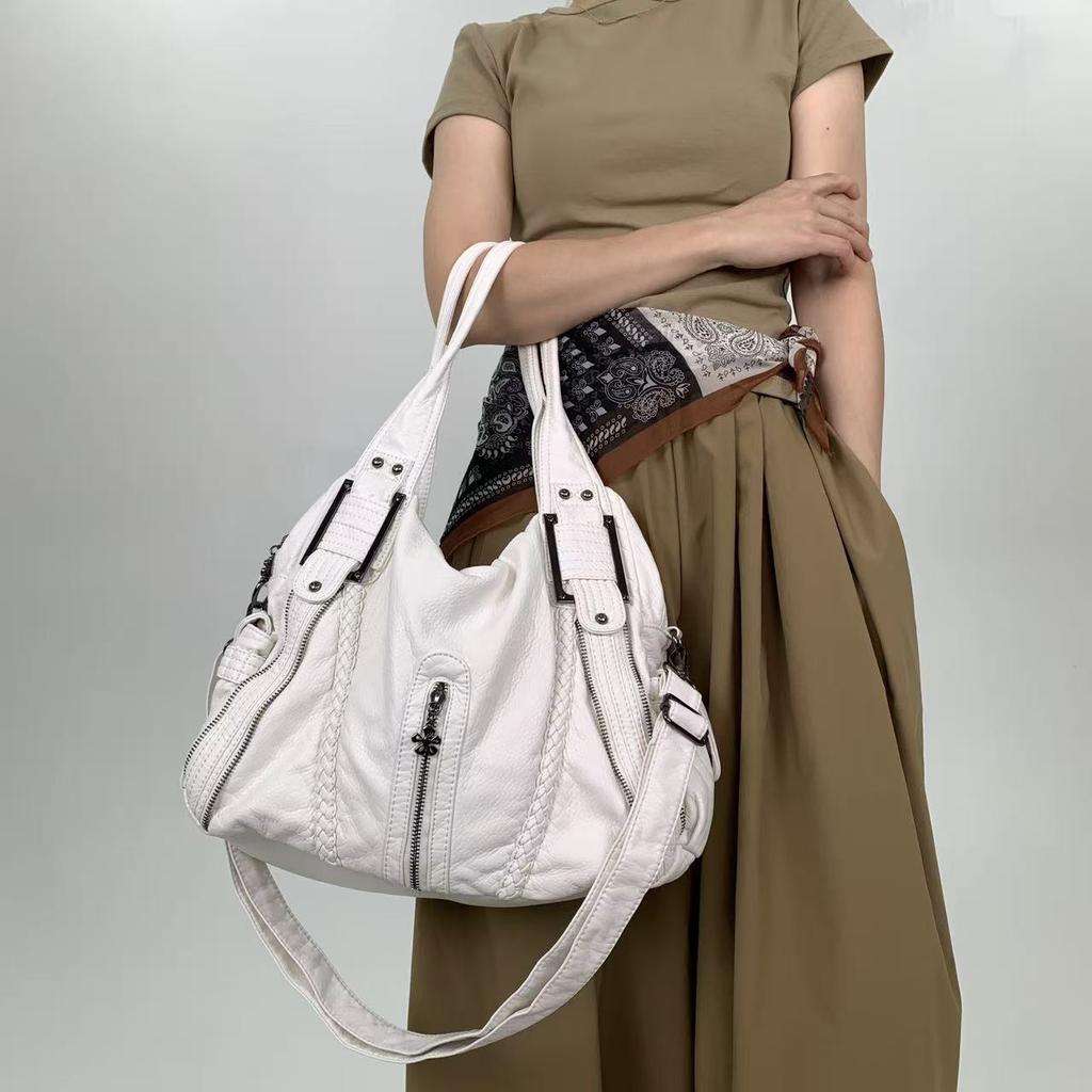 Ladies' street Y2K personalized punk vintage tote bag with large capacity and multiple pockets, vintage crossbody handbag