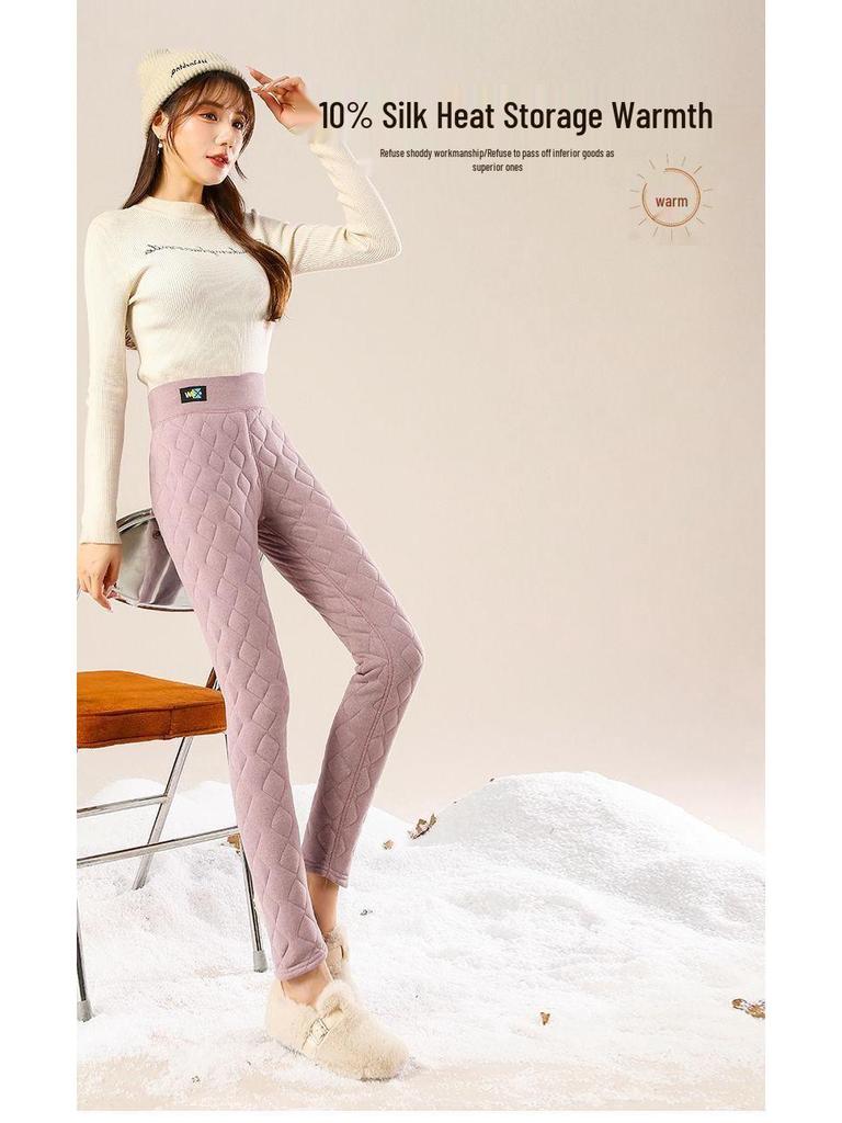 Women's High Waist Velvet-Lined Slimming Cotton Pants - Warm Winter Inner & Outer Wear, Plus Size Available
