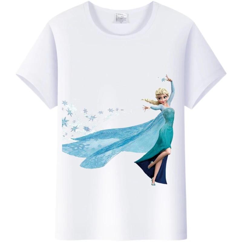 Vintage Cartoon Summer Tees Frozen Elsa Anna Princess Top White T-Shirts 90S Clothes Plus Size Gothic Blouse Unisex