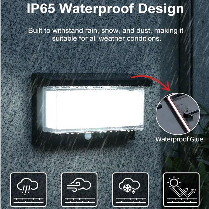 Solar LED Motion Sensor Lamp Outdoor Wall Light IP65 Waterproof Porch Solar Powered Lights Courtyard Fence Wall Decor Lighting
