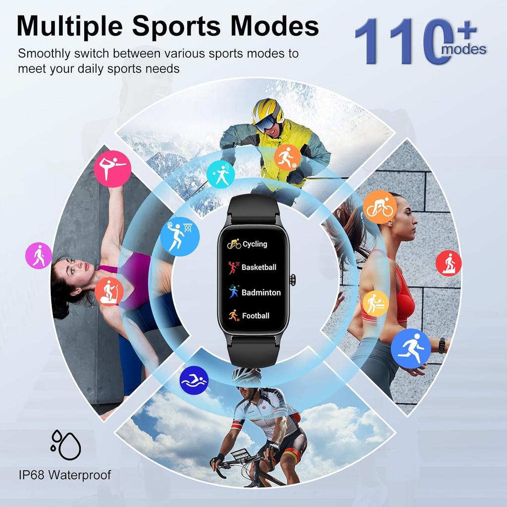 Smart Watch for Men Women, 1.57" Smartwatch (Answer/Make Call) , Fitness Tracker with 110+ Sport Modes, Heart Rate/Sleep Monitor, IP68 Waterproof,