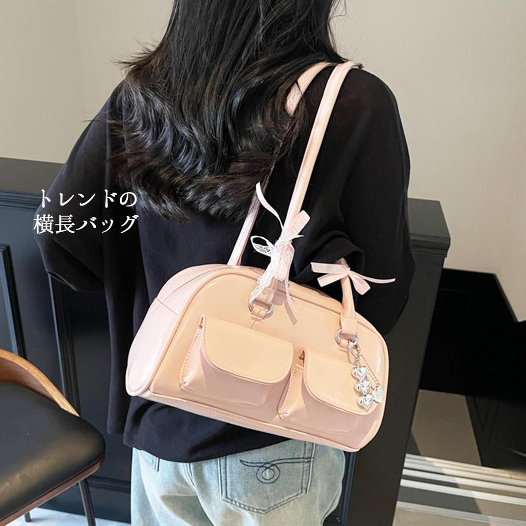 Lapimou Yatay Boston Omuz Kurdeleli ve Fiyonklu A4 Büyük Sevimli Kadın Çantası, El Çantası, Çanta, Tasarım, Gümüş, Boyut, Kapasite, Popüler, Trend, Şık,