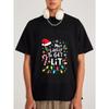 Christmas T-Shirt White Most Likely To Get Lit with Santa Hat Candy Cane and Christmas Lights Print for Holiday Party